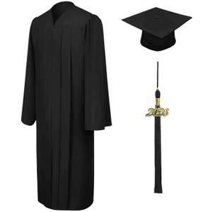 CLERKMANS Unisex Matte Graduation Cap Gown Tassel Package, High School and University (57XL (6'0"-6'2"), Black)