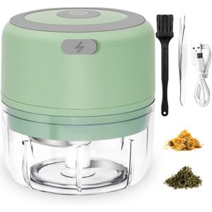 Electric-Herb-Grinder-3.5 Inch-2024-Upgraded, 3.4oz Large Grinder for Grinding Dry Fresh Herbs and Spices, USB Rechargeable, Portable, Waterproof, High-efficiency, Nice Choice for Home (Pale-green)