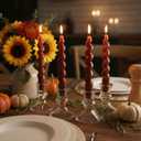 Zhengmy 4 Pcs Terracotta Spiral Taper Candle 7 Inch Twisted Long Wax Dinner Candlestick for Fall Halloween Christmas Holiday Valentines Wedding Birthday Baby Shower Table Decor(Solid)