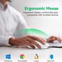 TechRise Bluetooth Mouse (BT5.0/3.0 & 2.4G) Rechargeable Wireless Mouse 2.4GHz with USB A Receiver, 4800 DPI Optical Tracking, 6 Adjustable DPI, Quiet Clicks, 6 Buttons, Wide Compatibility - White