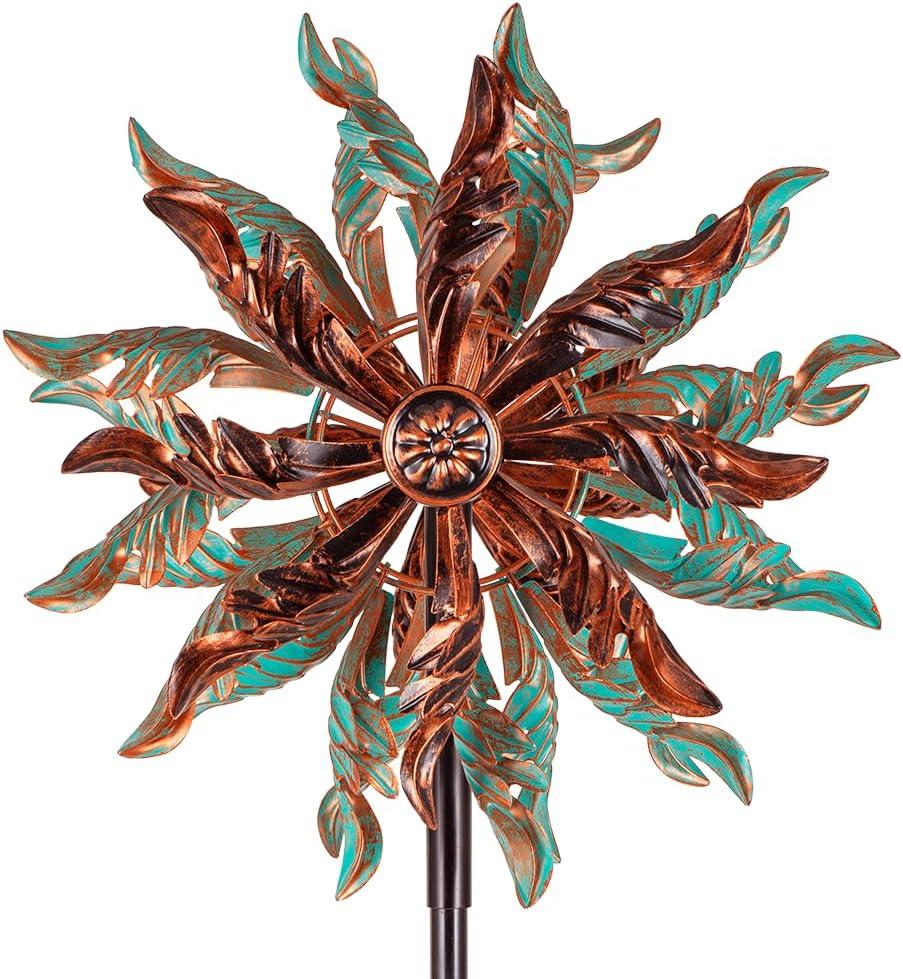 DREAMSOUL 360 Wind Spinners Outdoor, Metal Double Wind Spinner with Stable Stake Windmill for Yard Garden Decor (63 * 14 Inches)