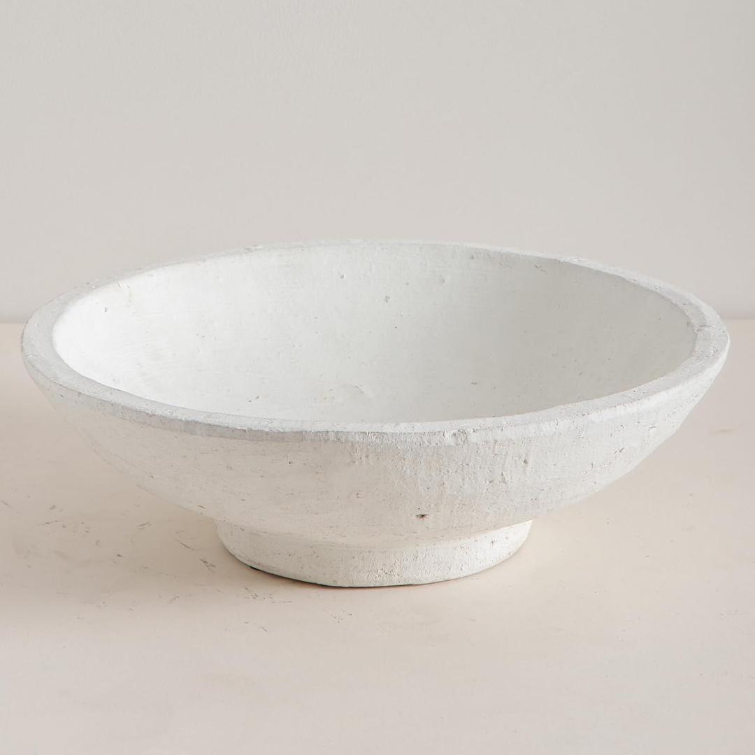 Ceramic Large Decorative Bowl, 11.4 Rustic Decorative Bowls Key Bowl for Entryway Table Decor, Organic Modern Home Decor Bowl for Dining Table Centerpiece, Living Room, Bedroom (White)