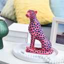 Quoowiit Statues for Home Decor, Modern Sculptures and Statues Decorations for Living Room, Bedroom, Table, Bookshelf, White Resin Leopard Art Decorative Sculpture with Black Polka Dots Design, 4.17 X 8.27 X 10.24 Inches