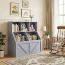 GAOMON Toy Storage Organizer and Kids Bookshelf, Toddler Toy Storage Cabinet with Toy Shelf, Toy Organizer and Kids Bookcases Fit for Playroom Bedroom Nursery Classroom School Kindergarten Daycare (Grey)