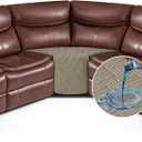 KinCam Waterproof Recliner Sectional Couch Covers, Oversized Reclining Sofa Covers for L Shape Couch, Non Slip Couch Cover for Sofa Washable Slipcover (1 Seat Corner Cover, Khaki)