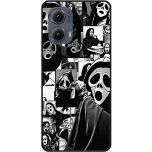 Compatible for Motorola Moto Edge 2024 Case, Cute Skull Skeleton Scary Face Designed Cool Fun Funny Phone Case, Soft TPU Cover for Women Girls Boys Teens Kids (Black)