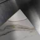 Vanity Desk with Mirror and LED Lights, Makeup Vanity Desk with Sliding Lighted Mirror, Power Outlet, Dressing Table with 4 Drawers, Storage Shelves & Stool for Bedroom, Marble-White