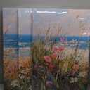 Coastal Wildflowers Wall Art Blue Ocean Landscape Wall Decor Flower Seascape Summer Painting Picture Beach Daisy Floral Poster Prints Artwork for Living Room Bedroom Home Decoratio Unframed (24L"x16W", Canvas)