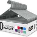 Utopia Home Plastic Hangers 20 Pack - Space Saving Clothes Hanger - Durable & Strong Closet Organizers and Storage with Built-in Strap Hooks - Essential for Shirts, Pants, Skirts & Coats (Grey) (Gray)