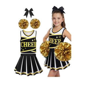 JenPen Cheerleader Costume, 5 Pieces Cheerleading Outfits for Cheer Uniform, (7-9 Years,Black)