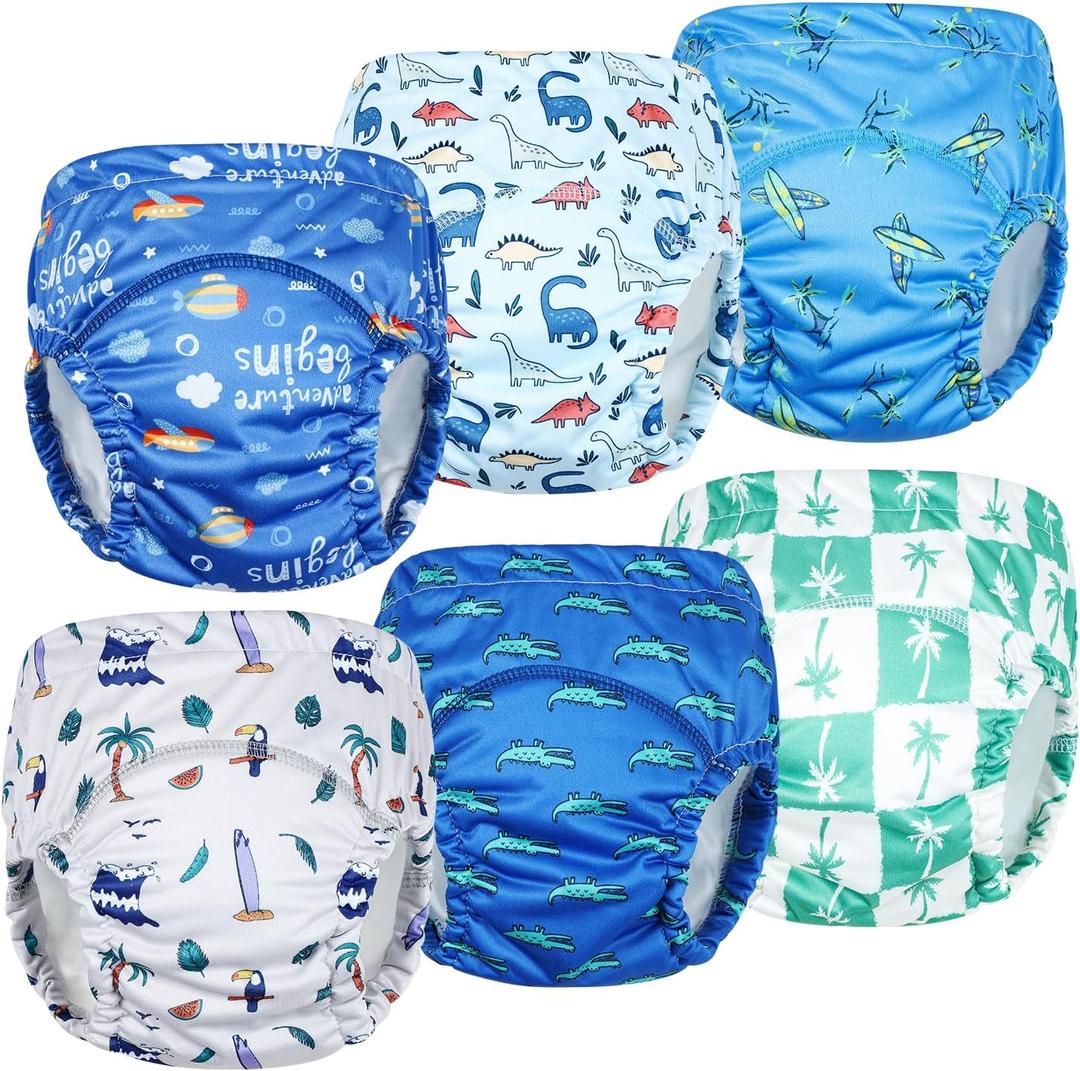 MooMoo Baby Plastic Training Underwear Leakproof Rubber Pants for Potty Training for Boys and Girls, 2T-7T Blue