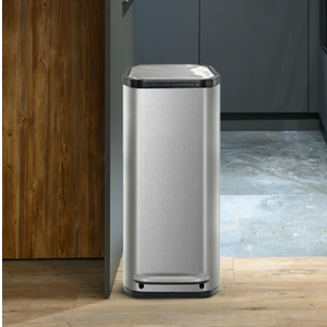 Home Zone Living 3 Gallon Small Trash Can with a Lid and Step Pedal, Stainless Steel with Slim Design for Home and Office, Silver