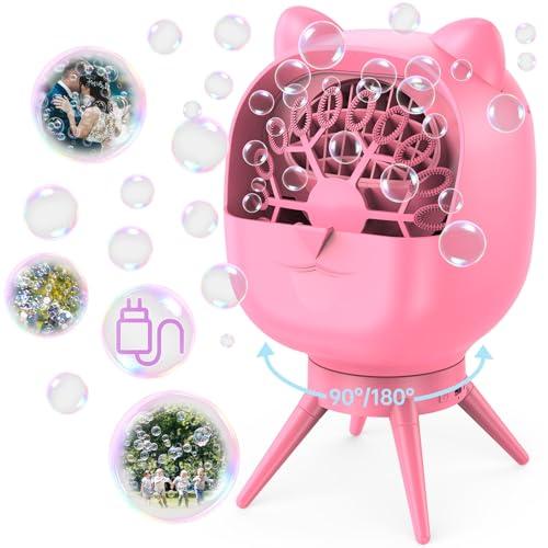 Automatic Bubble Machine for Kids Toddlers, Rotatable Bubble Blower Rechargeable with 38000+ Bubbles Per Minute, Bubble Maker Machine for Outdoor Parties Birthday Wedding, Pink, Pack 2 Automatic Bubble Machine for Kids Toddlers, Rotatable Bubble Blower Rechargeable with 38000+ Bubbles Per Minute, Bubble Maker Machine for Outdoor Parties Birthday Wedding, Pink, Pack 2