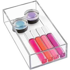 iDesign Clarity Plastic Drawer Organizer for Vanity, Countertop, Bathroom, Kitchen and Cabinet Storage, 8" x 4" x 2", Clear