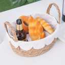 Scalloped Wicker Storage basket organizing for bread,Set of 3