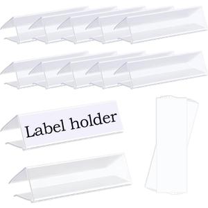 30-Pack Clear Plastic Shelf Label Holder Clips, Fits 0.6-0.78 inch Thick Wire & Wood Shelves, Includes 30 Blank Inserts for Retail Supermarket Organization