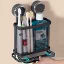 Toothbrush Holders Wall Mounted for Bathrooms, Suction Cup Electric Tooth Brush and Toothpaste Organizer Razor Holder for Shower, Countertop, Vanity, Gray (Grey)