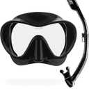 Cressi F1 & Supernova Dry Mask & Snorkel Kits, Black/Black