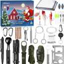 Survival Kit Advent Calendar 2025, 24 Days Christmas Countdown Calendar Emergency Survival Tool for Men Teen Adult, Survival Gear Xmas Surprise Gifts for Outdoor Camping Fishing Hunting Adventure