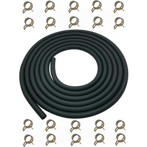 YAMAKATO 10 Feet 1/4 Inch ID Fuel Line Hose for Kawasaki Kohler Briggs & Stratton Small Gas Diesel Powersports Engines and Generators w/ 20 Clamp Rubber Black
