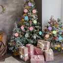 Panelee 24 Pcs Christmas Candy Ornaments Pastel Candy Cane Peppermint Ornament for Christmas Tree PVC Xmas Lollipop Peppermint Hanging Decoration for Holiday Xmas Tree Party Decoration