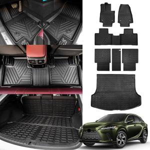 Floor Mats Compatible with 2023-2025 Lexus RX350 RX350H RX500H Trunk Mat Cargo Liner All Weather Back Seat Cover Protector 2024 RX350 Accessories (2023-2025,Trunk Mat+Backrest Mat+Floor Mats)