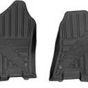 Rough Country Flex-Fit Front Floor Mats for Ram 1500 (2019-2024)/1500 TRX (2021-2024) Crew Cab - Custom All-Weather Non-Slip TPE Liners with Spill Saver Lip