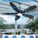 52" Outdoor Ceiling Fan With Light, Plug In Ceiling Fan With Remote, Waterproof IP67 Outdoor Fans For Patios, Gazebo Fan With Light 6 Speed DC Motor 3CCT LED, Black For Porch Pergola Gazebo Patio