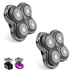 2Pack Pro 4 Shaver Replacement Heads for Skull, Shaver Replacement Blade for Pitbull Gold PRO, Silver PRO, Platinum PRO, Butterfly Kiss PRO Head Shavers, Floating 4 Heads Self-Sharpening Blades