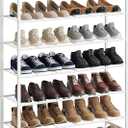 Shoe Rack, Metal Shoe Organizer, 6 Tier Garage Shoe Rack Max Holds 30 Pairs, Shoe Storage Shelf for Closet, Entryway, White