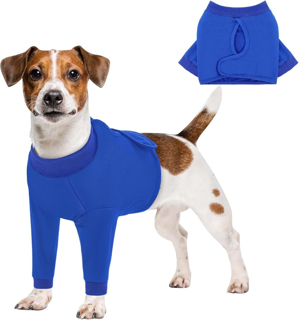 Queenmore Dog Surgery Recovery Sleeve Front Legs, Breathable Dog Recovery Sleeve, Elbow Protector Pet Cone Alternative After Surgery, Blue, M