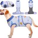 Kuoser Recovery Suit for Dogs Cats After Surgery, Professional Pet Recovery Shirt Dog Abdominal Wounds Bandages, Substitute E-Collar & Cone,Prevent Licking Dog Onesies Pet Surgery Recovery Suit (XL (Back:20.1-24.8'', Weight:42-75 LB), Boat)