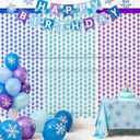 3 x ADLKGG Winter Wonderland Decorations, Frozen Birthday Party Backdrop, Blue Purple Snowflake Foil Fringe Curtain Tinsel Streamers Photo Booth Props for Christmas Baby Shower Home Decor, 3Pcs