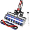 Motorhead Vacuum Attachments Brush for Dyson V7 V8 V10 V11 V15 Series Cleaner with Headlights, Round Soft Roller Head + V Shape Roller Brush Head for Hardwood Floor Carpets