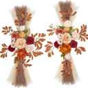 Lisuun Wedding Arch Flowers, Artificial Floral Decor for Wedding Ceremony & Reception, Standard Size Large Flower Swag Set for Backdrop & Welcome Sign, Pack of 2 (Autumn Chrysanthemum Pampas)