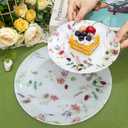 LIYH 32 Pcs Floral Plates Set Heavy Duty Plastic Plates Spring Pink Floral Plastic Plate Elegant Wedding Baby Shower Flower Dinnerware Set - 10.25" Dinner & 7.5" Dessert Plate