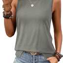 ATHMILE Tank Top for Women Summer Sleeveless Tops Casual Crewneck Side Split Tank Top Beach Vacation Outfits 2025 S