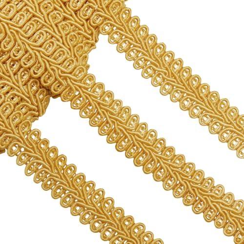 Jutom Gimp Braid Trim 1/2 Inch 20 Yard Polyester Woven Braid Trim Decorative Gimp for Costume DIY Crafts Sewing Curtain Slipcover Decoration Jewelry Making Costume Accessories(Gold)