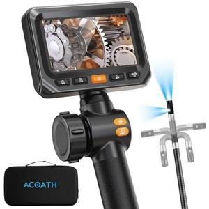 Acoath Two-Way Articulating Borescope, Endoscope Camera with Light, Dual-Lens 1080P Industrial Inspection Camera, 4.3" IPS Screen, 32GB Card, IP67 Waterproof Sewer Tools - 5FT