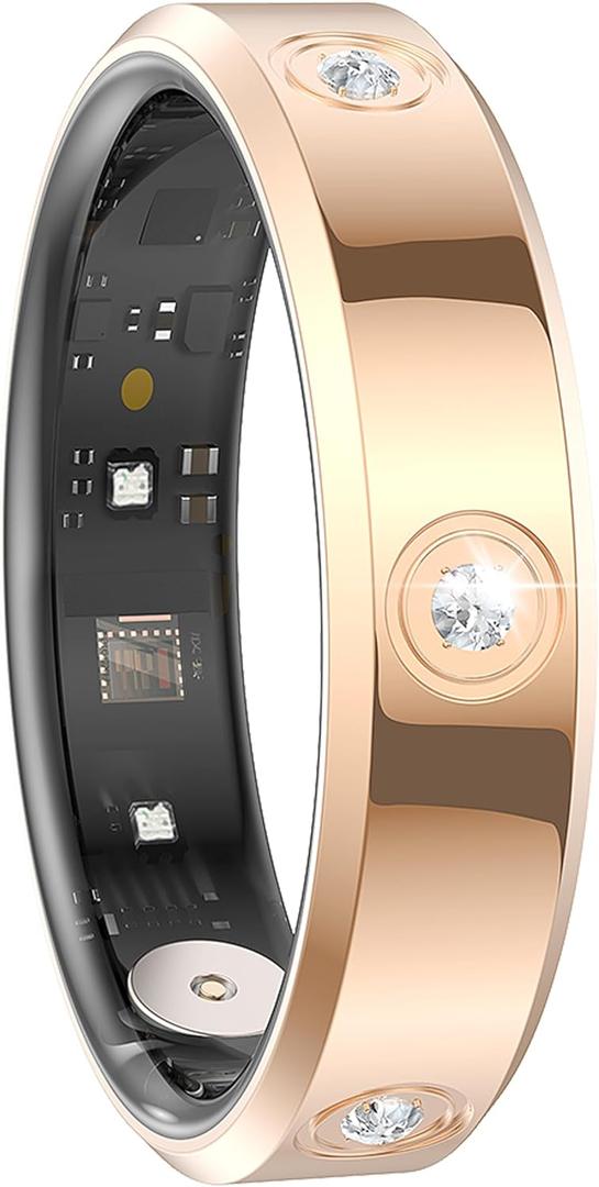 Ladies Smart Ring for Women Health Ring Heart Rate Monitor Sleep Tracker Fitness Tracker Calories Step Counter Pedometer Gesture Control Waterproof Compatible with iOS Android Phones Elegant Ring (#102.44-2.52 in)