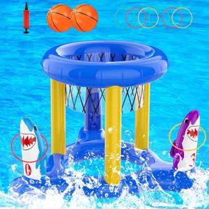 Pool Floats Toys Games Set, 2-in-1 Ring Toss & Basketball Hoops Games for Kids Teens & Adults Swimming Pool Pool Lake Ocean Backyard Parties Water Game (Blue) Pool Floats Toys Games Set, 2-in-1 Ring Toss & Basketball Hoops Games for Kids Teens & Adults Swimming Pool Pool Lake Ocean Backyard Parties Water Game (Blue)
