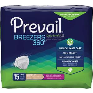 Prevail Air Incontinence Brief - Ultimate Plus Absorbency - Size 3 - X-Large - 15 Count (1 Pack of 15)
