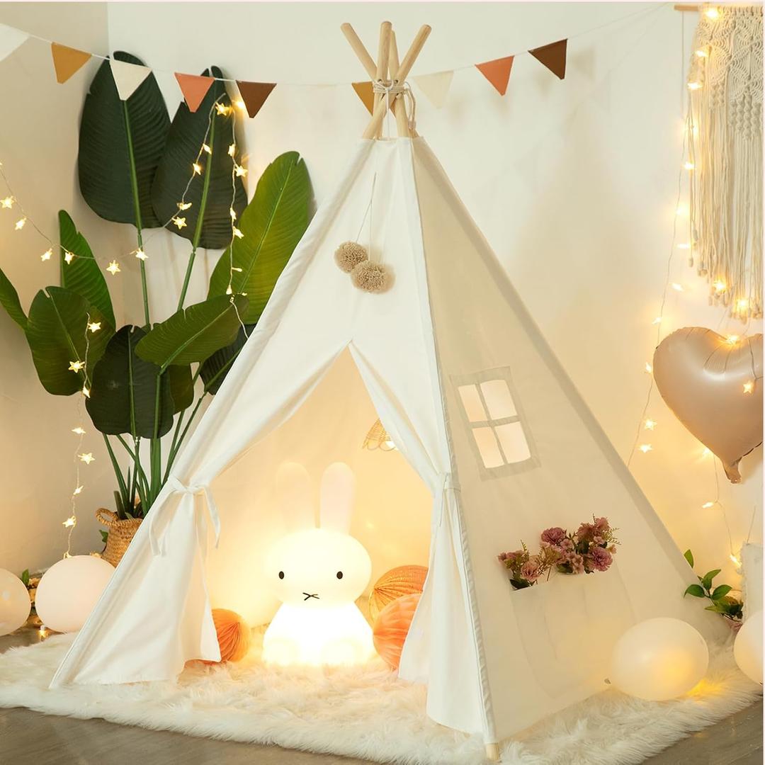 RongFa Teepee Tent for KidsPortable Children Play Tent Indoor Outdoor (White)
