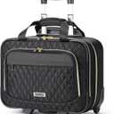Ponhog Rolling Laptop Bag, 15.6 Inch Rolling Briefcase for Women with Wheels, Carry On Flight Approved Roller Computer Case for Travel Work College Business Wife Mom Teacher, Black