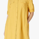 MANAIXUAN Womens Long Sleeve Button Down Shirt Blouse Loose Fit Casual V-Neck Tops XL, Yellow