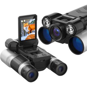 Digital Night Vision Binoculars with 2.4" IPS Screen, 12X Zoom Infrared Binoculars with Camera, Built-in Display, Includes 32GB Memory Card for Bird Watching, Hiking, Travel