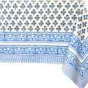 ATOSII Gulbahar Blue 100% Cotton Spring Square Tablecloth, Handblock Print Floral Table Cloth Linen for Kitchen Dining I Weddings, Parties, Outdoors, Easter Home Decor 60 X 60 Inches I 4 Seater