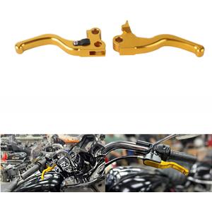 3 Finger 5.9" CNC Shorty Hand Control Lever Kit Brake Clutch Levers Fit for Harley Sportster 1996-2003, Dyna 1996-2017, Softail 1996-2014, Touring 1996-2007(Gold)
