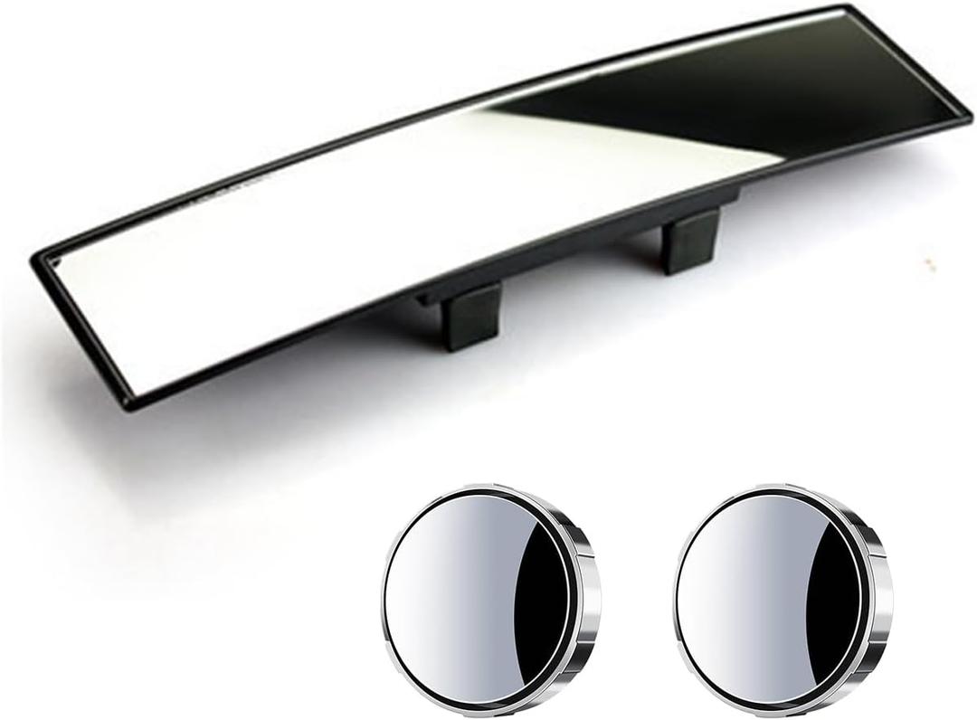 3Pcs Car Rear View Mirror and Blind Spot Side Mirror Set,12" Universal Rearview Mirrors Extra Big Wide Angle Rearview Mirrors Car Inside Mirror for SUV, Vans, Trucks