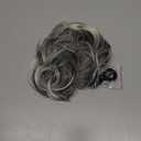 CJL HAIR Large Messy Bun Hair Piece Wavy Curly Scrunchies Synthetic Chignon Ponytail Hair Extensions Thick Updo Hairpieces for Women Salt and Pepper